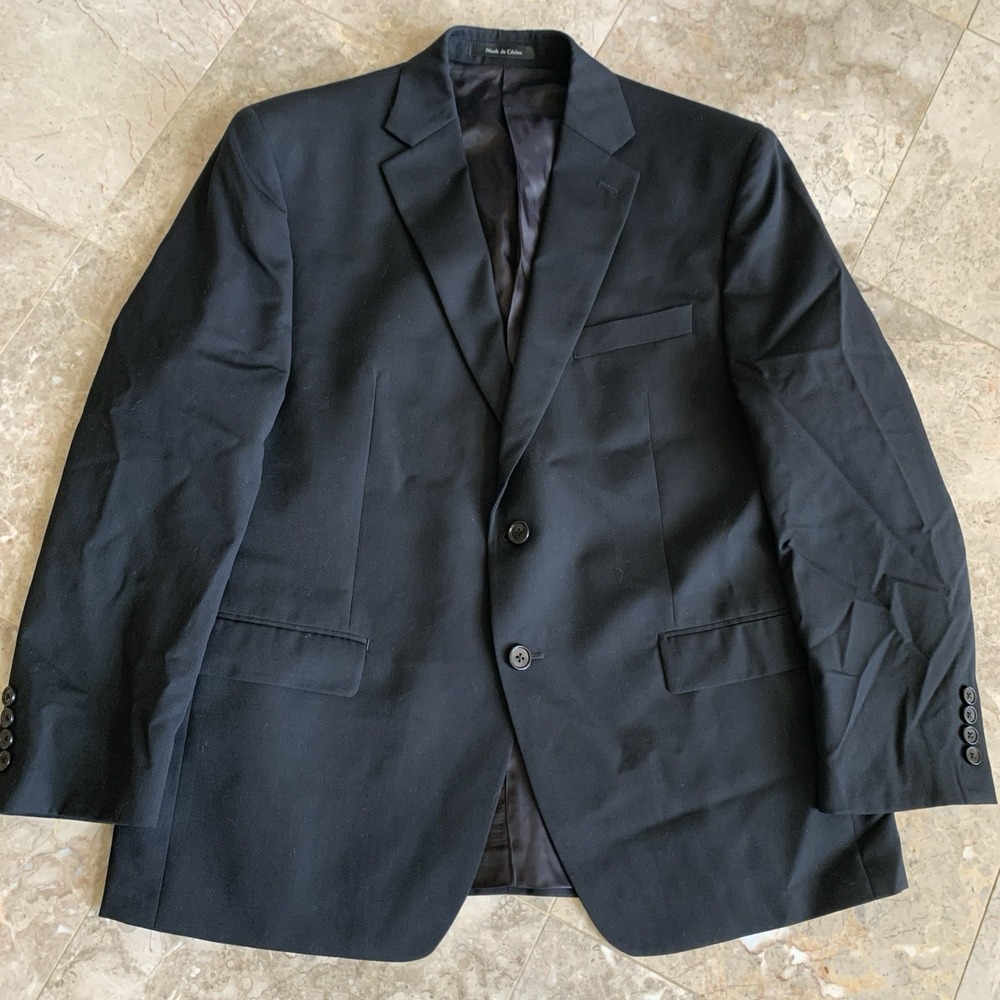 42S Men's Ralph Lauren Blazer Solid Black Wool Blend Natural Stretch Sport Coat